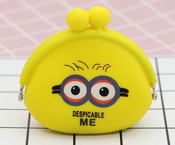 便攜硅膠錢包，卡扣硅膠零錢包，小黃人零錢包